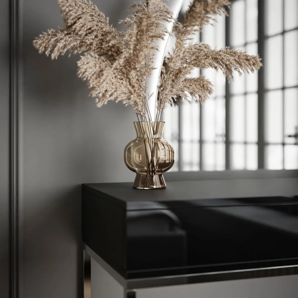 TOALETNÝ STOLÍK EMELINE ČIERNY LESK + CHRÓM LED ZRKADLO ĽAVÉ