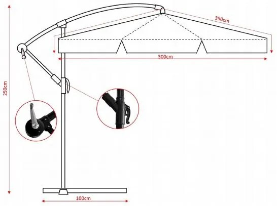 Bestent Záhradný slnečník 350cm RED Trabem