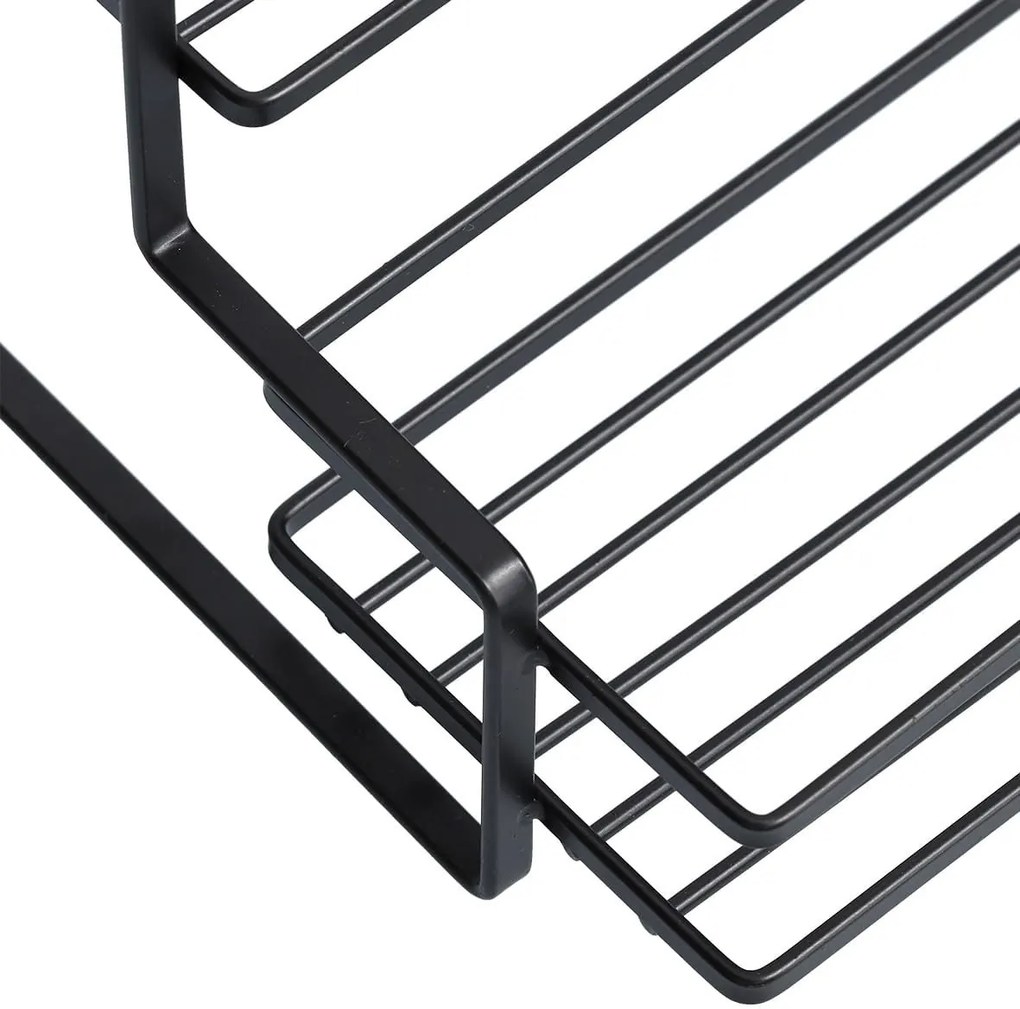 Polica na korenie, 2-poschodová, čierna RACK, 26 × 20 × 17