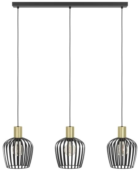 Eglo 901037 - Luster na lanku EMPOLI 3xE27/40W/230V čierna/zlatá