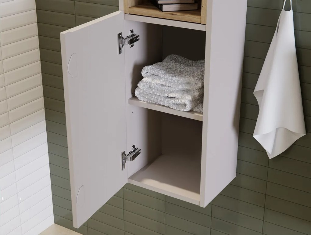 Závěsná skříňka pod umyvadlo Nova Cashmere s deskou 80 cm kašmírová/dub casella