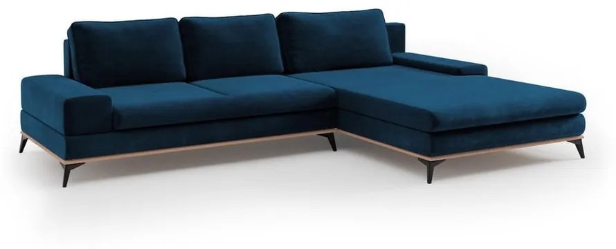 Kráľovskymodrá rozkladacia rohová pohovka so zamatovým poťahom Windsor & Co Sofas Astre, pravý roh