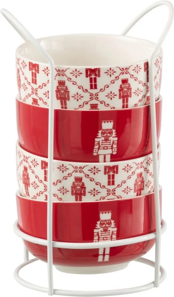 Darčeková sada 4 misiek s kovovým stojanom Nutcrackers – ∅ 11*6 cm / 300 ml
