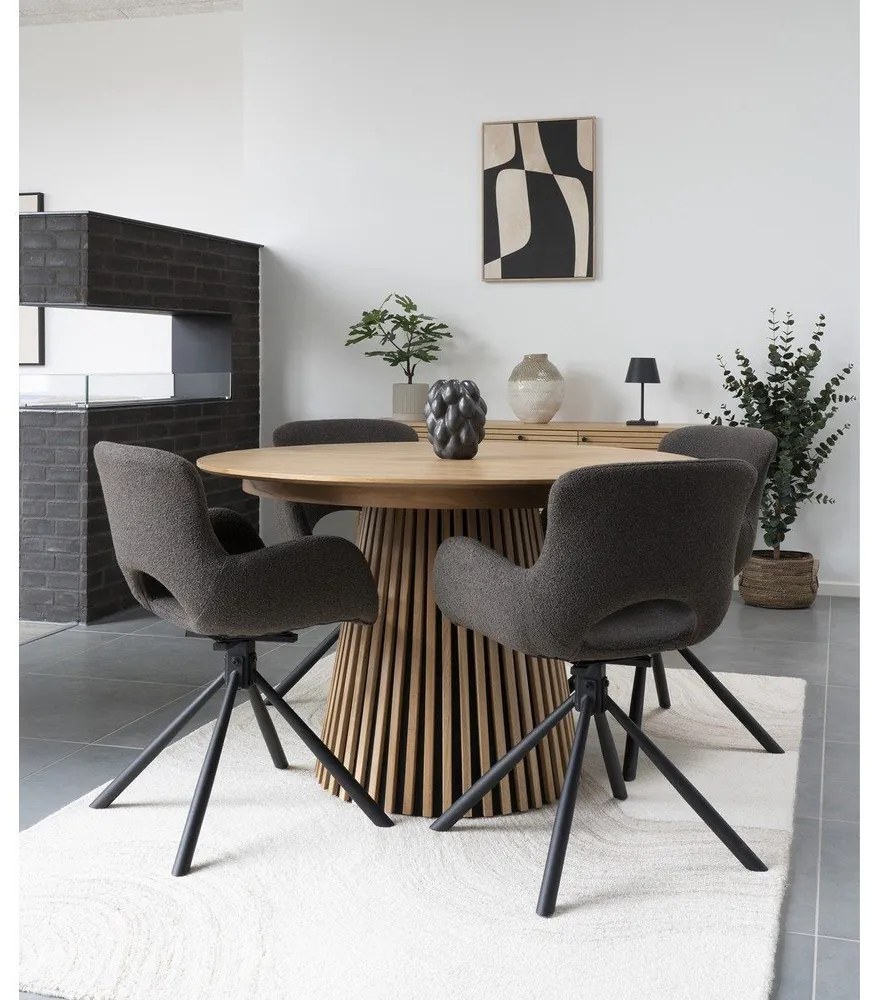 Hnedé čalúnené jedálenské kreslá v súprave s podrúčkami 2 ks Amorim – House Nordic