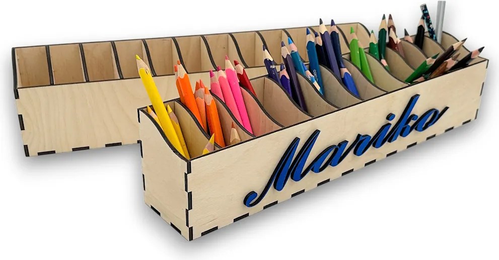 usporadejto.cz Pastelkovník XL VASKY, 44 x 8 x 10 cm, s označením farieb + meno na želanie