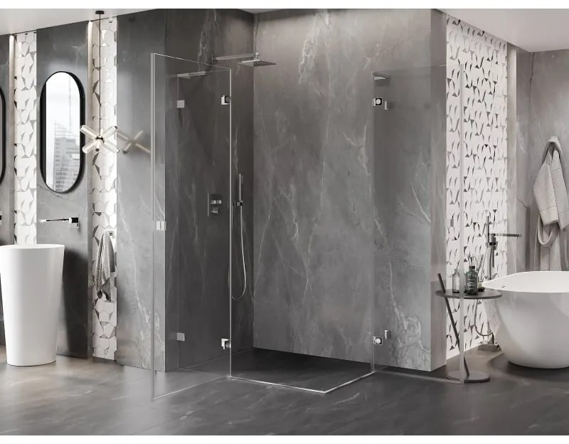 Mexen Lunar, L Duo sklápací sprchový kút 110 x 70 cm, 8mm číre sklo, chrómový profil, 834L-110L-070P-01-00