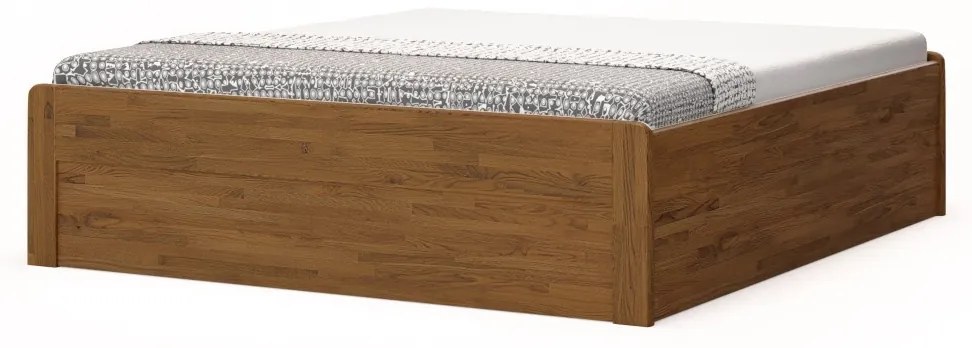 BMB MARIKA s nízkymi čelami - masívna dubová posteľ s úložným priestorom, dub masív