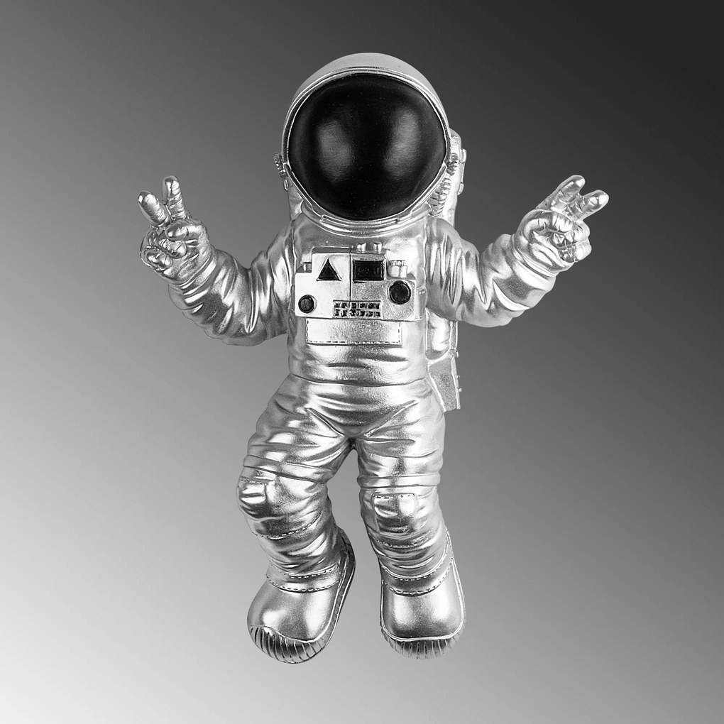 Nástěnná dekorace Astronaut stříbrná/černá