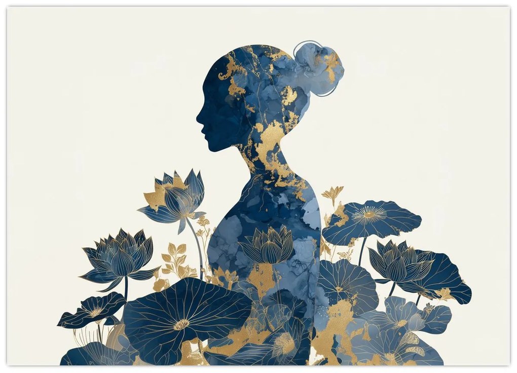 Sklenený obraz - Mramorový profil ženy (70x50 cm)