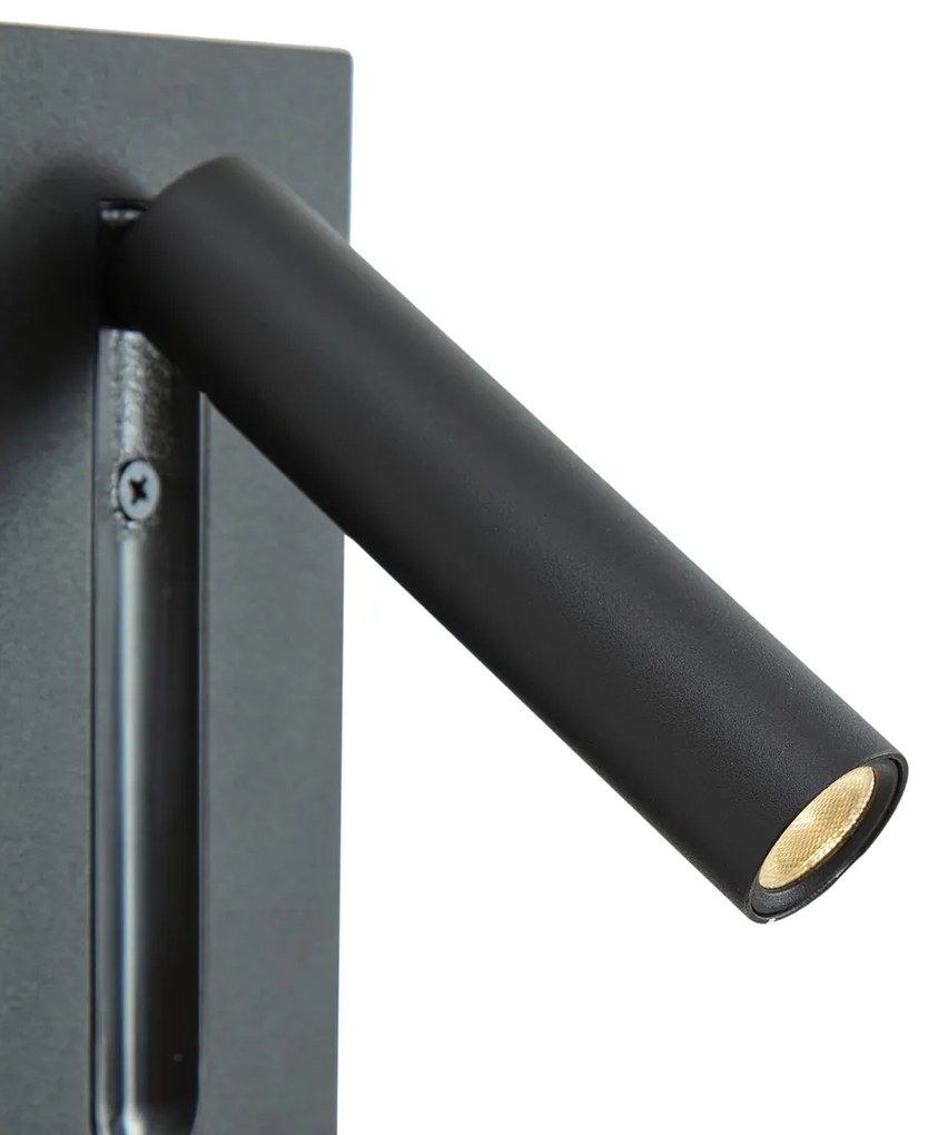 Moderné nástenné svietidlo čierne vrátane LED - Plaza