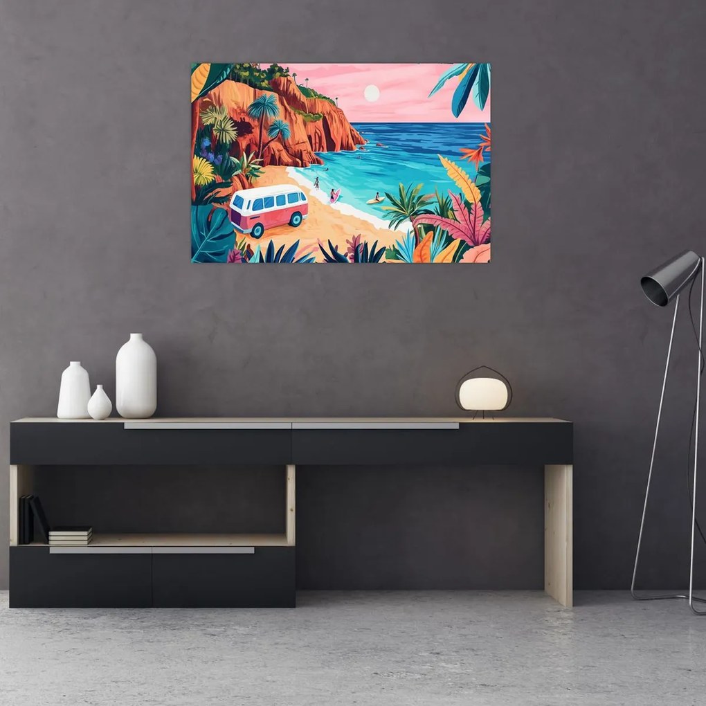 Obraz - Karavan pri oceáne (90x60 cm)