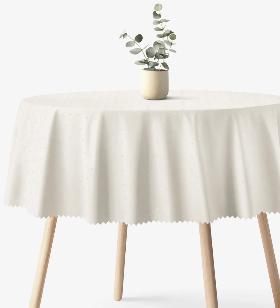 Goldea sviatočný okrúhly teflónový obrus - smotanový s lesklými obdĺžnikmi Ø 100 cm