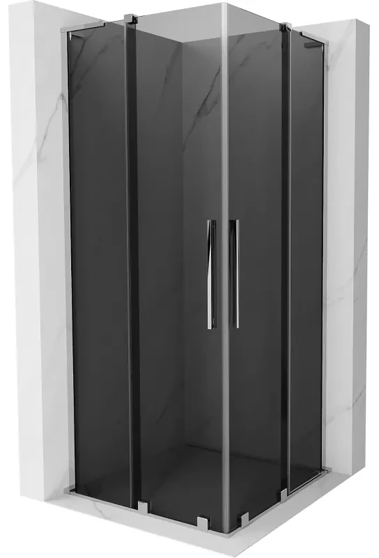 Mexen Velar L Duo, sprchový kút s posuvnými dverami 80 x 80 cm, 8mm šedé sklo, chrómová, 871-080-080-02-43-01