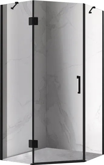 BPS-koupelny Päťuholníkový sprchový kút KZ10B BL 90x90 čierna/transparent - bez vaničky