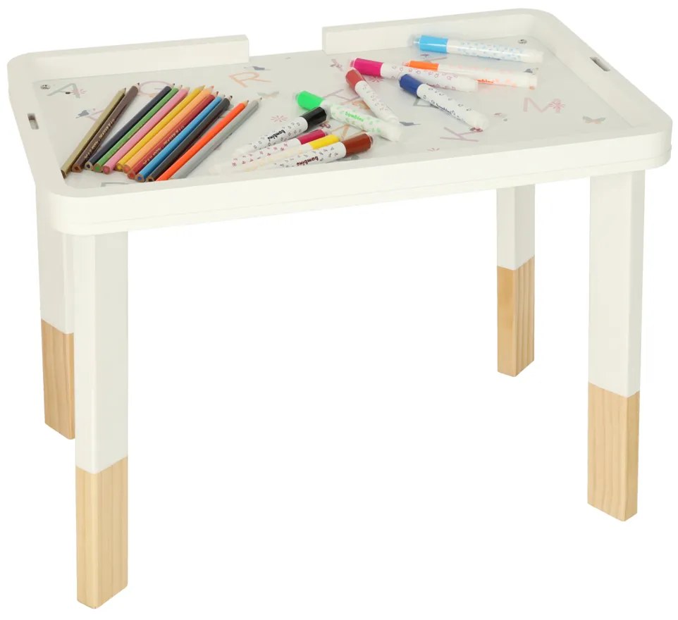 KIK LULILO LUDO Montessori manipulačný stolík 2v1, drevený, ružový