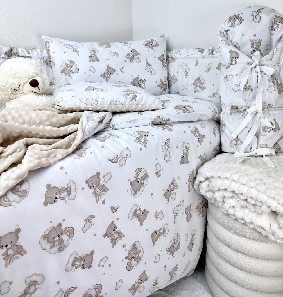 INTERMEDIC SK 5-dielna súprava pre bábätko Teddy/minky krémová – jemná súprava do postieľky