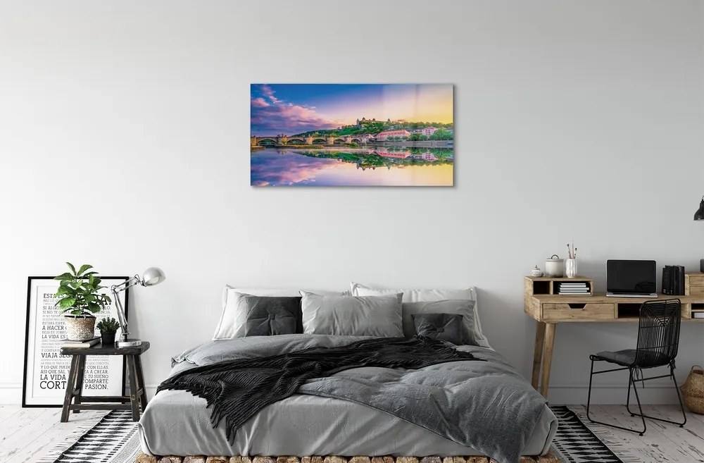 Sklenený obraz rieka Nemecko Sunset 120x60 cm