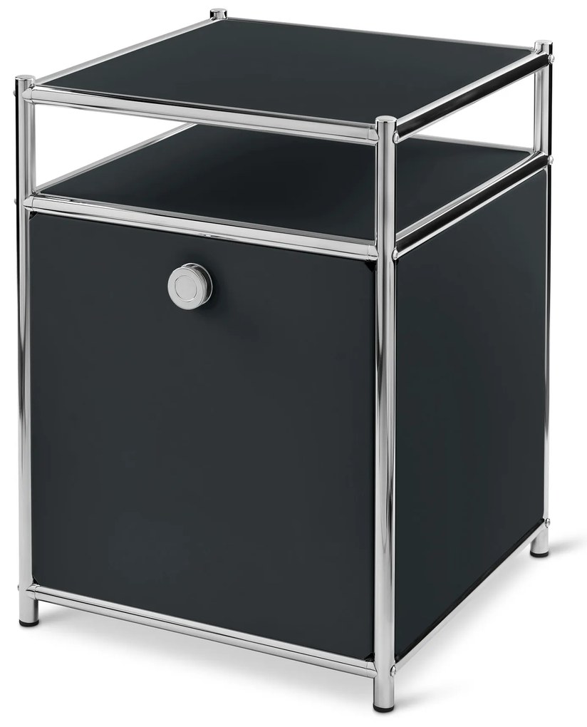 Kovový kontajner na kolieskach »CN3« s výklopnou doskou, čierny