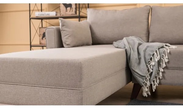 Rohová sedacia súprava KORFU do tvaru L, krémová, ľavé prevedenie