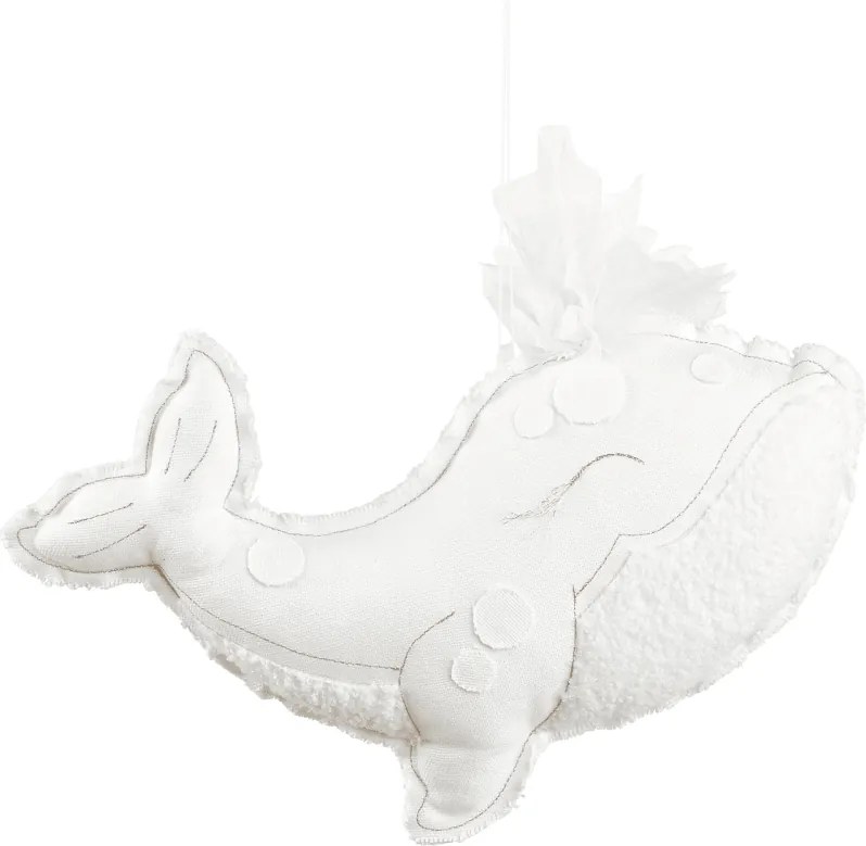 Závesná dekorácia veľryba biela 40x25x8cm