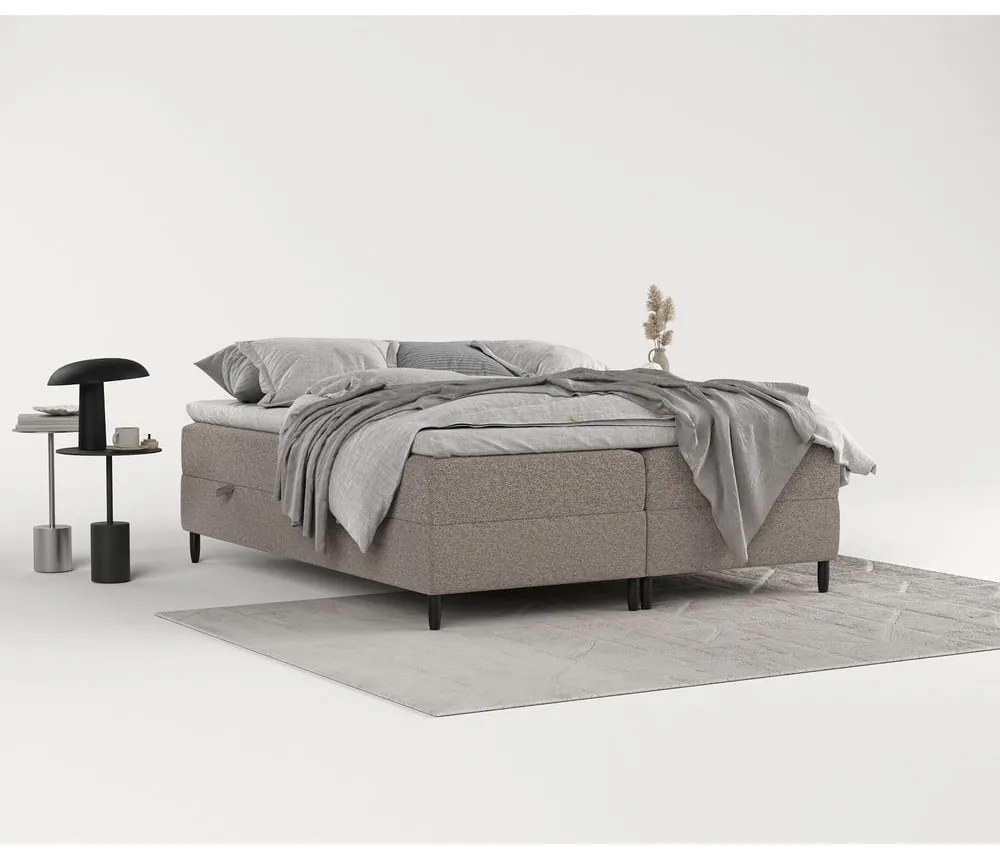 Hnedá boxspring posteľ s úložným priestorom 200x200 cm Malte – Maison de Rêve