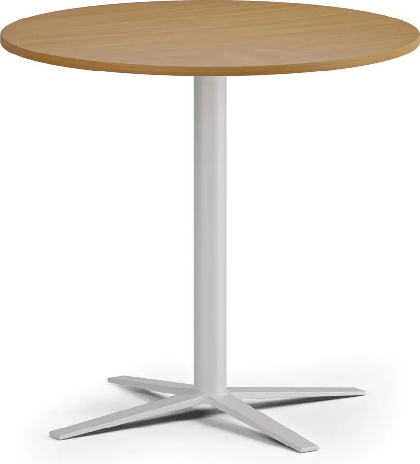 Konferenčný stolík AURA, priemer 60 cm, biela podnož, buk