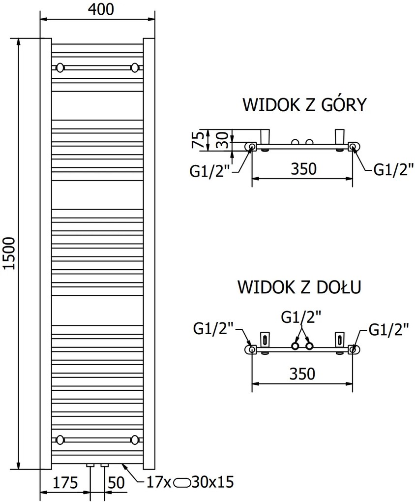 Mexen Hades, elektrické vykurovacie teleso 1500 x 400 mm, 600 W, chrómová, W104-1500-400-2600-01