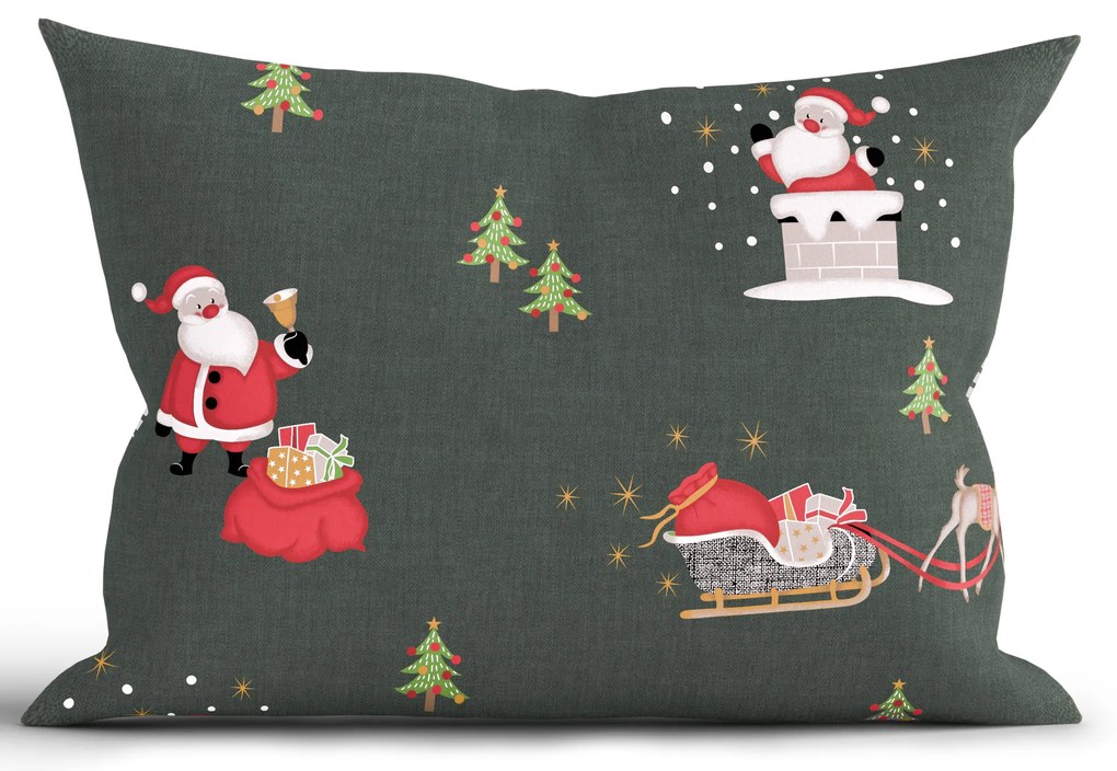 Vianočná bavlnená obliečka na vankúš Renforcé 50 × 70 cm - Polárny sen zelené