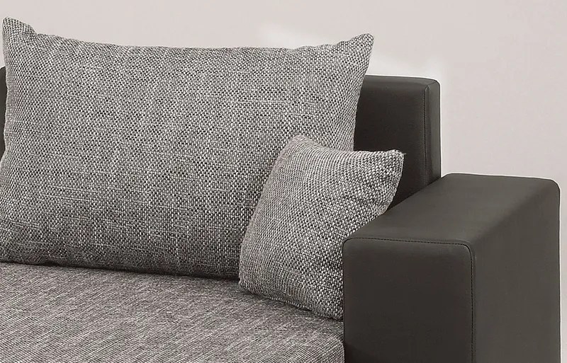 Sedacia súprava Rumba, tvar U, čierna ekokoža/melírová tkanina