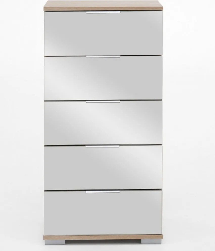 Skrinka s 5 zásuvkami Easy Plus, 49 cm, dub sonoma/zrkadlo