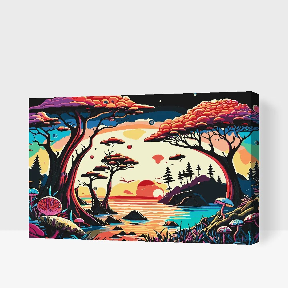 Gario Maľovanie podľa čísel Les plný húb Rozmery: 120 x 80 cm, Rámovanie: S vnútorným rámom