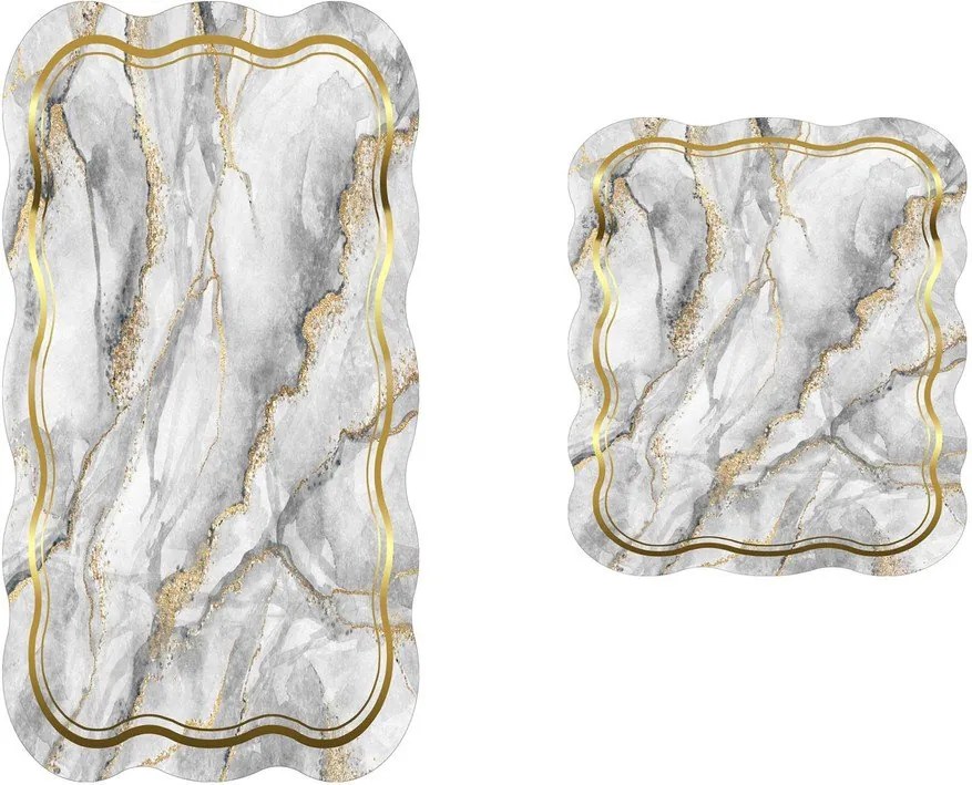 Sivé/v zlatej farbe kúpeľňové predložky v súprave 2 ks 60x100 cm – Foutastic