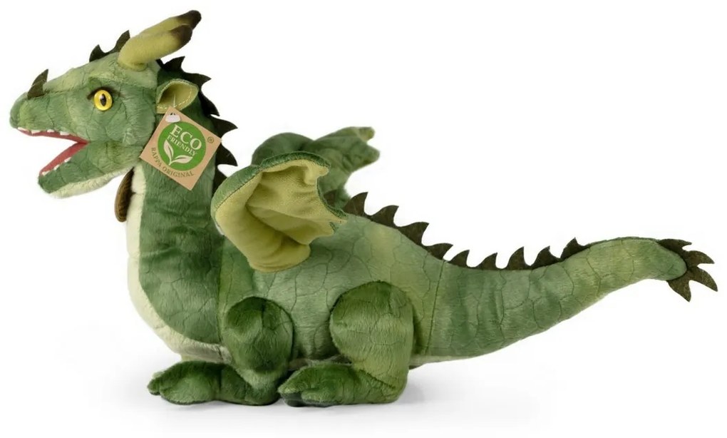 Rappa Plyšový drak zelený, 40 cm ECO-FRIENDLY