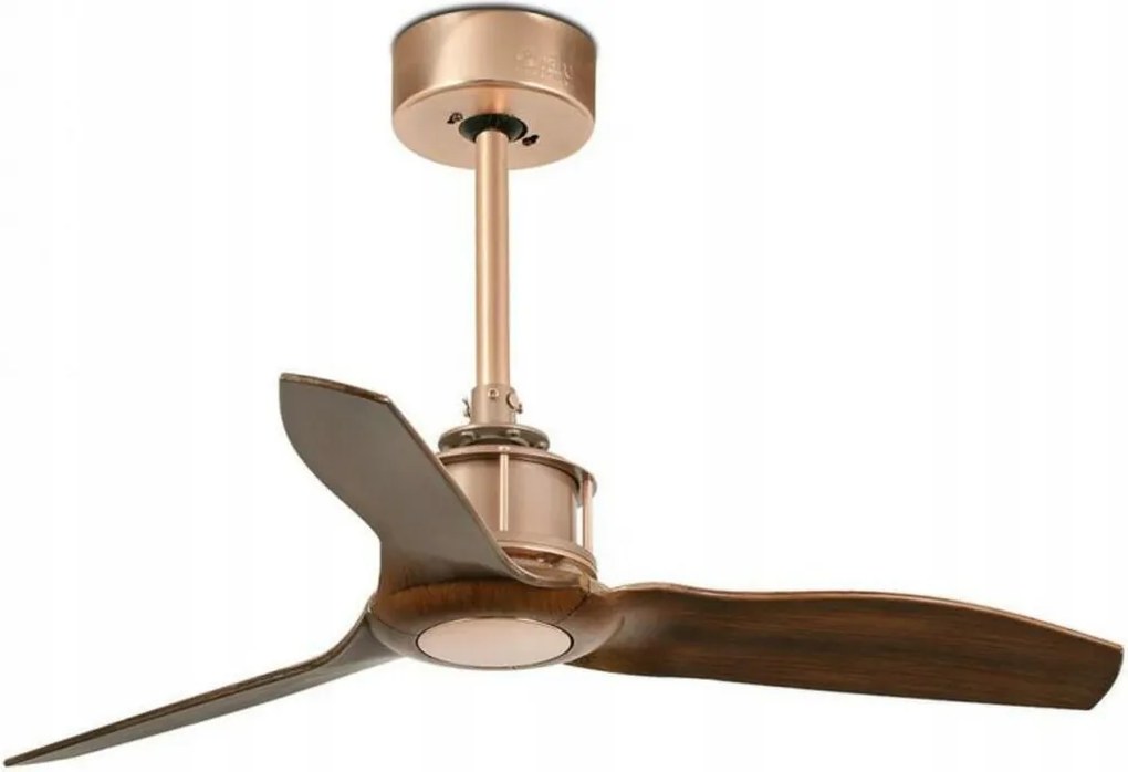 Stropný ventilátor Faro Just Fan Xs meď/drevo, DC motor, priemer 81 cm