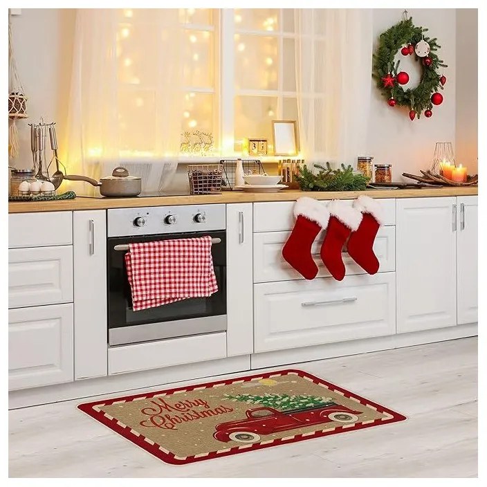 Vianočná rohožka HOLIDAY RIDE 60x90 cm, červená