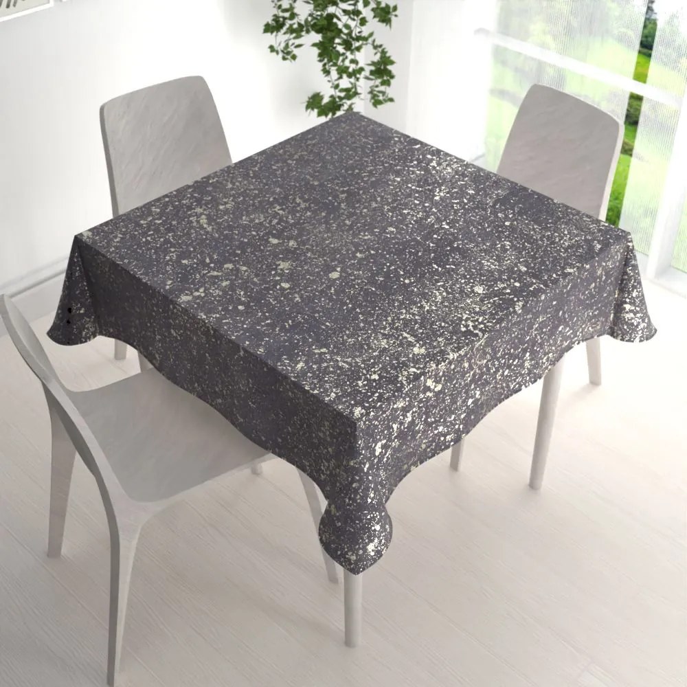 Biante Zamatový štvorcový obrus Isabela IBL-004 Gold Design tmavo sivý 110x110 cm