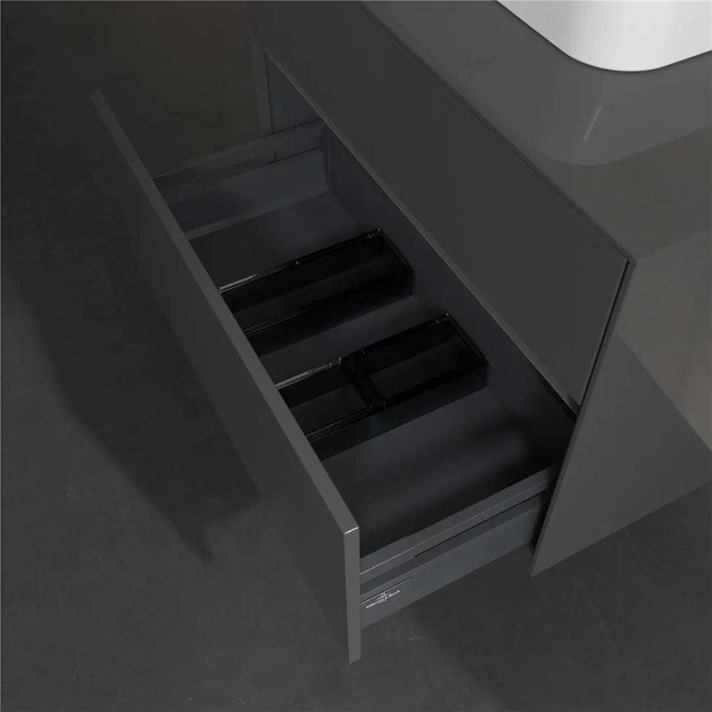VILLEROY &amp; BOCH Collaro závesná skrinka pod umývadlo na dosku (umývadlo v strede), 2 zásuvky, 800 x 500 x 548 mm, Glossy Grey, C09300FP