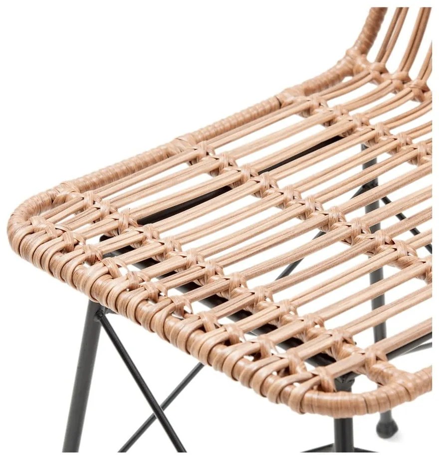 Súprava 4 ratanových jedálenských stoličiek Gabriela a čierneho stola Strong - Bonami Essentials