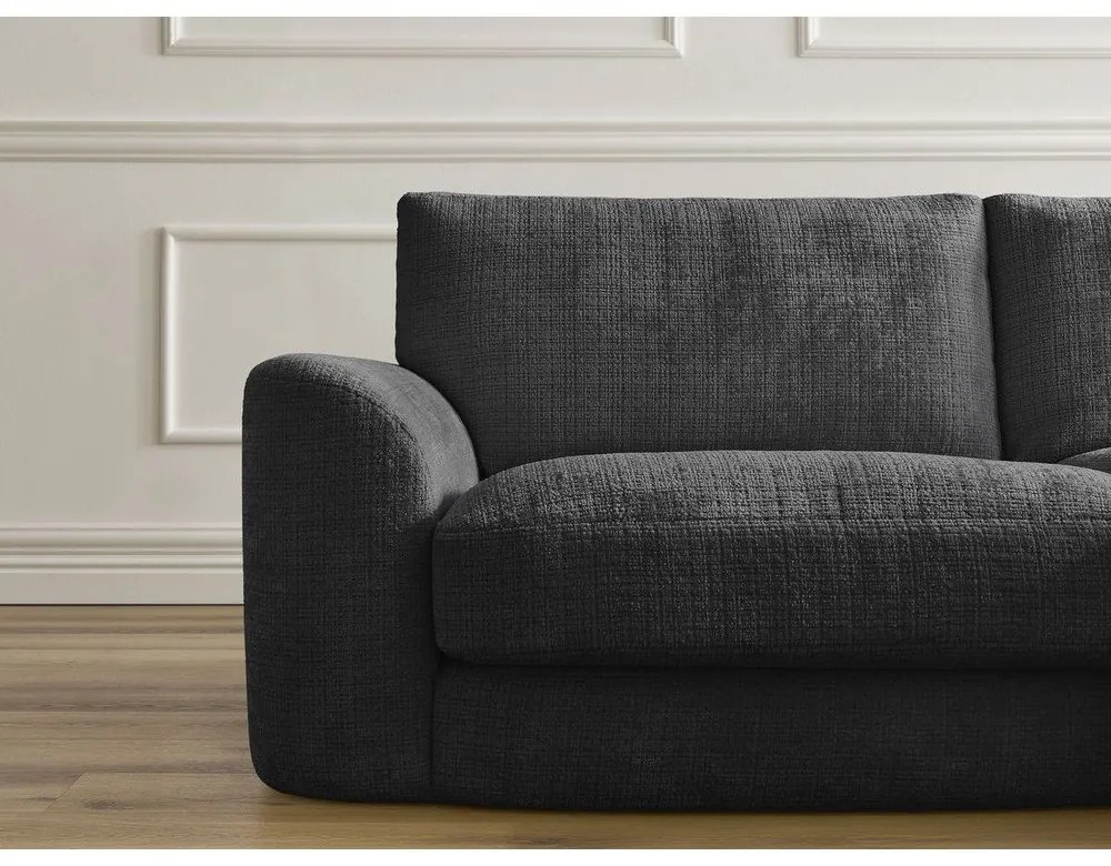 Čierna ženilková rohová pohovka (pravý roh/s leňoškou) Leonore – Bobochic Paris