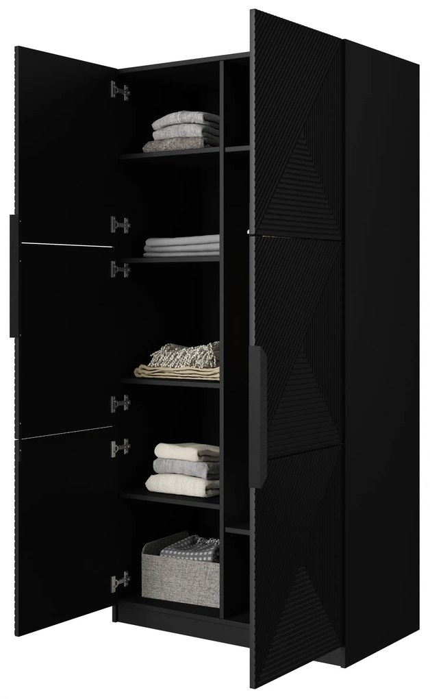 Skriňa Asha 100 cm - čierny mat / čierne úchytky