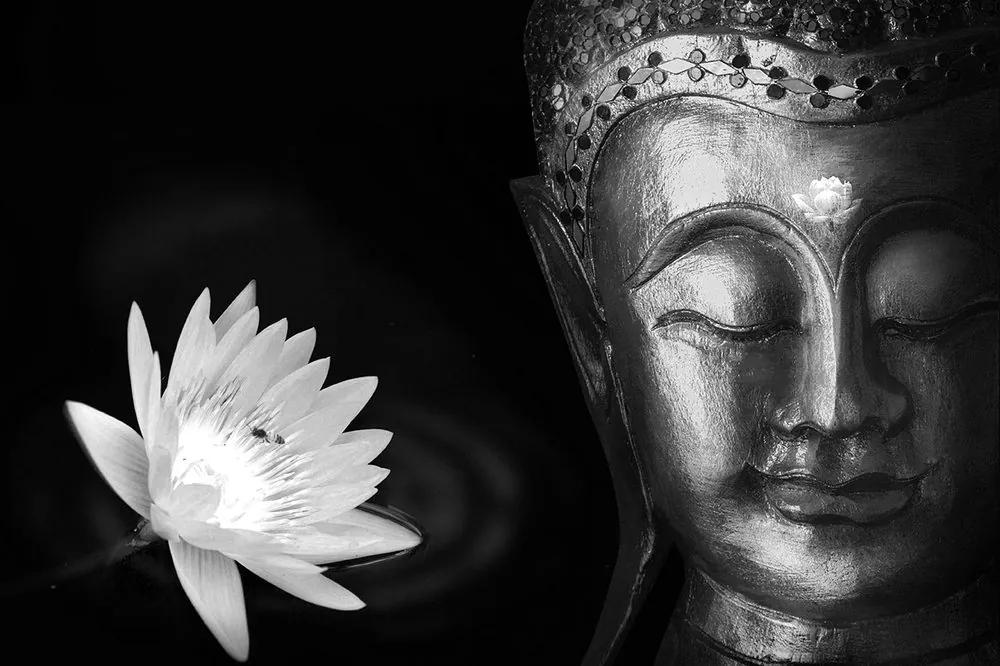 Fototapeta čiernobiela tvár obdivuhodného Budhu