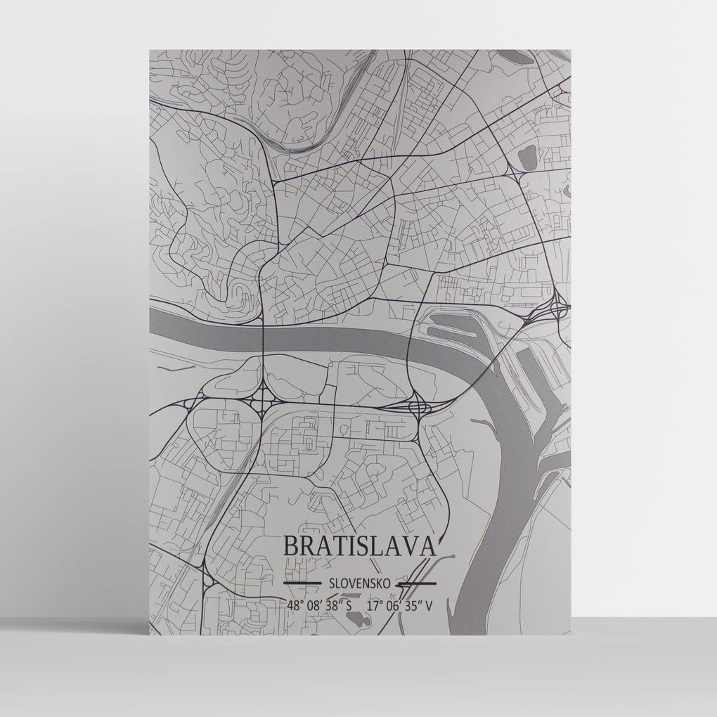 Hliníková mapa Bratislavy L (49×69 ㎝) Sivá