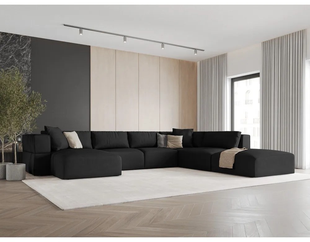 Čierna rohová pohovka do "U", pravý roh Esther - Milo Casa