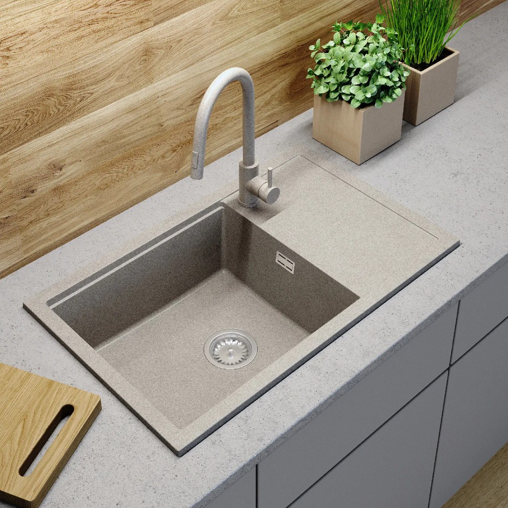 Gamma Advance 8050, 1-komorový granitový drez 800x500x210 mm, béžová, GMA-ZLE000151