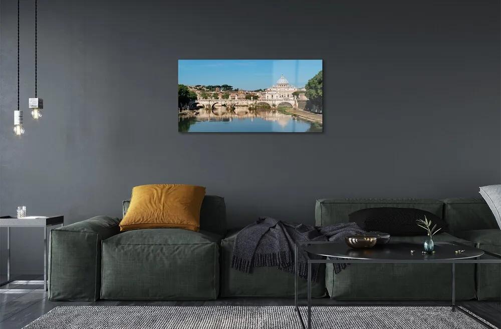 Sklenený obraz Rome River mosty 140x70 cm