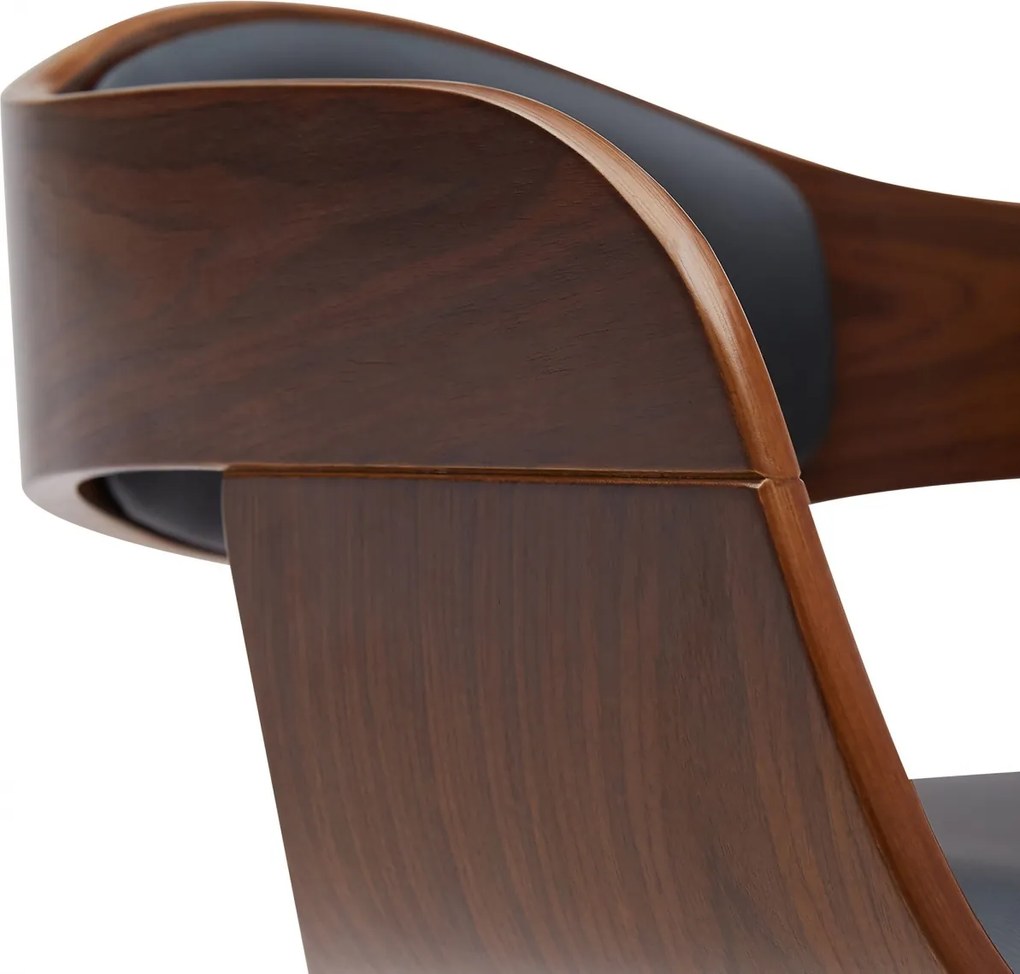 Barová stolička Kingston B - koženka, čierny rám - orech/čierna