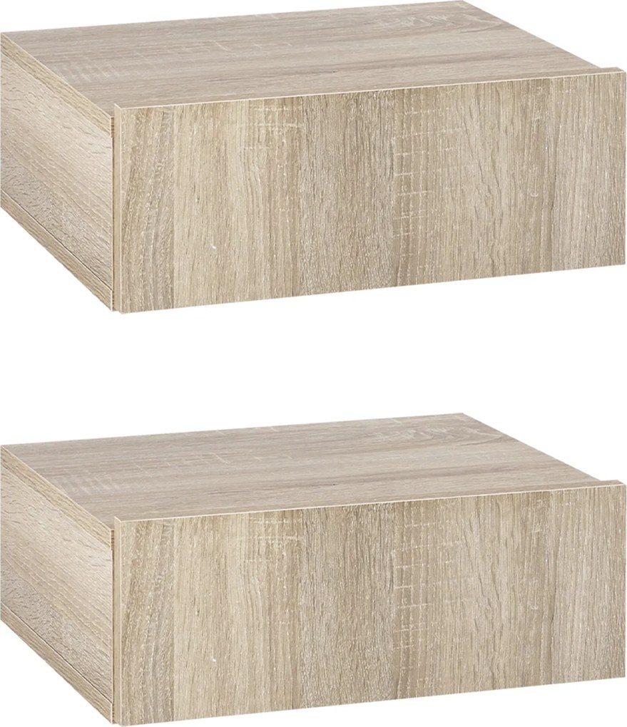 HOMCOM Sada 2 závesných nočných stolíkov s 1 zásuvkou moderný dizajn 40x30x15 cm Prírodné | Aosom