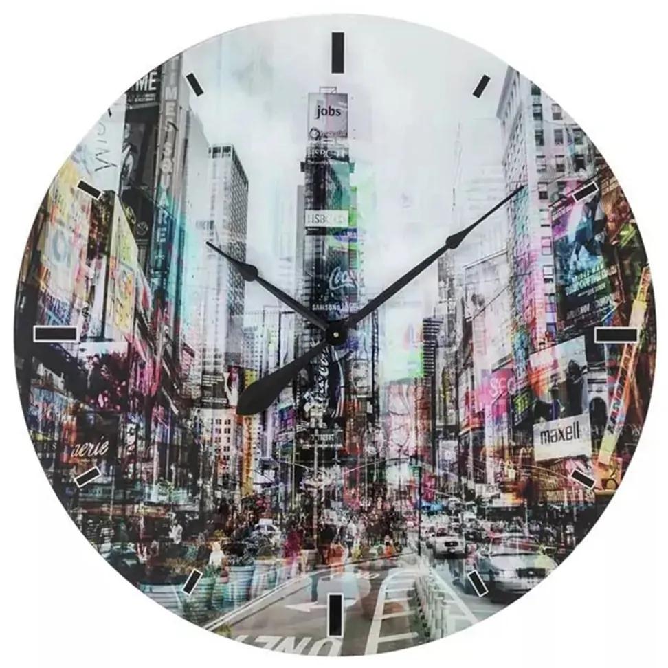 Nástenné hodiny Glass Piccadilly Circus Ø80 cm 80 × 80 × 0,04 cm