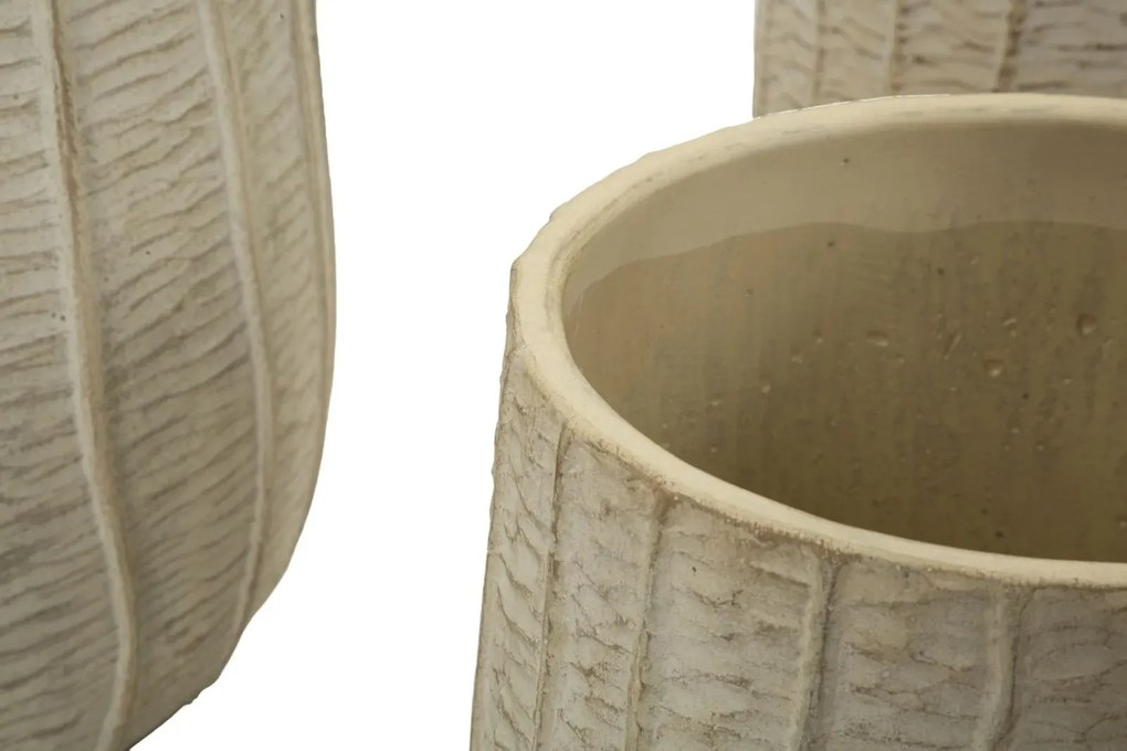 Sada 3 ks kvetináčov Flake krémová