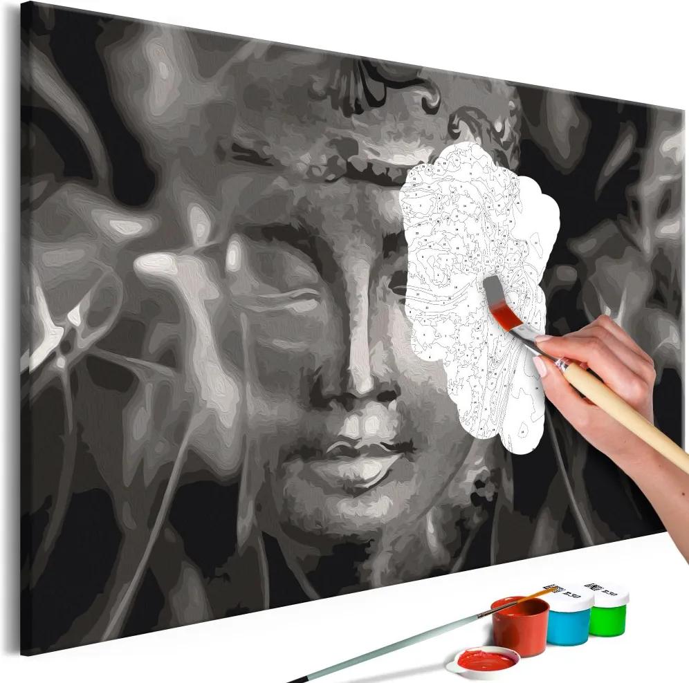 Bimago Maľovanie podľa čísel - Buddha in Black and White | 60x40 cm